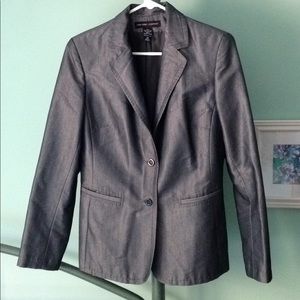 10 Sharkskin Blazer Gray Suit Jacket Pockets 2 Button Coat